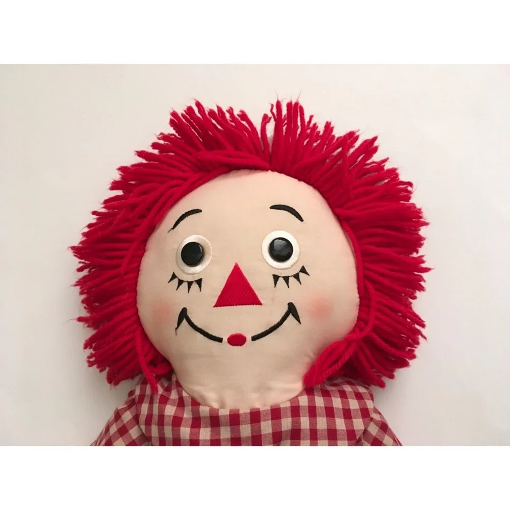 Hasbro Cloth Raggedy-Style Doll with Red Yarn Hair and Blue Pants
